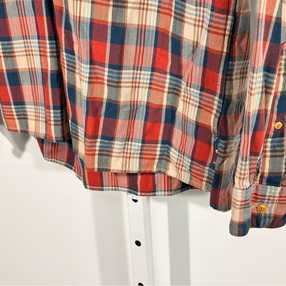 J.Crew broken-in plaid flannel popover red navy soft brushed cotton M classic - Picture 2 of 7